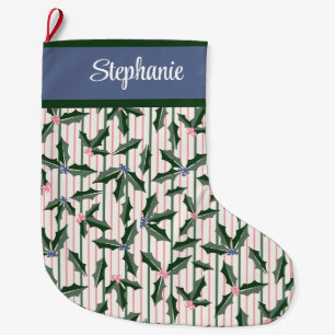Meia De Natal Grande Victorian Holly com Nome