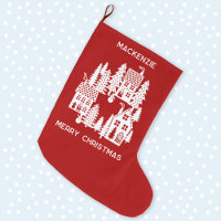 Vila de Natal Vermelha e Branca Personalizada
