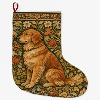 Meia De Natal Grande Vintage elegant Golden Retriever boho painting