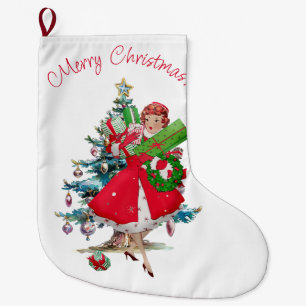 Meia De Natal Grande Vintage Lady 1950 Natal