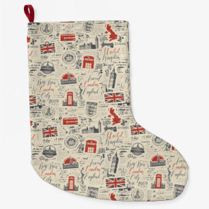 Meia De Natal Grande Vintage London Stocking