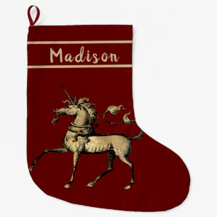 Meia De Natal Grande Vintage Prancing Unicorn