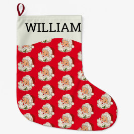 Meia De Natal Grande Vintage Retro Jolly Papai Noel Natal