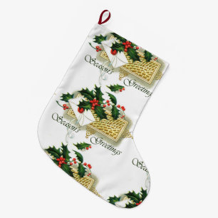 Meia De Natal Grande Vintage Seasons saúda o Natal