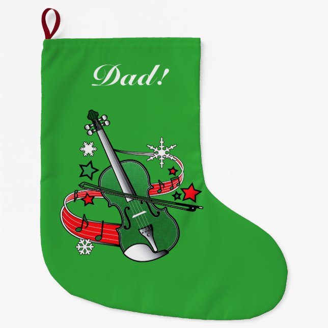Meia De Natal Grande Violino do Natal (Frente)