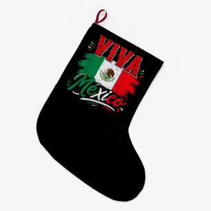 Meia De Natal Grande Viva Bandeira do México Patriótico Orgulhoso Mexic