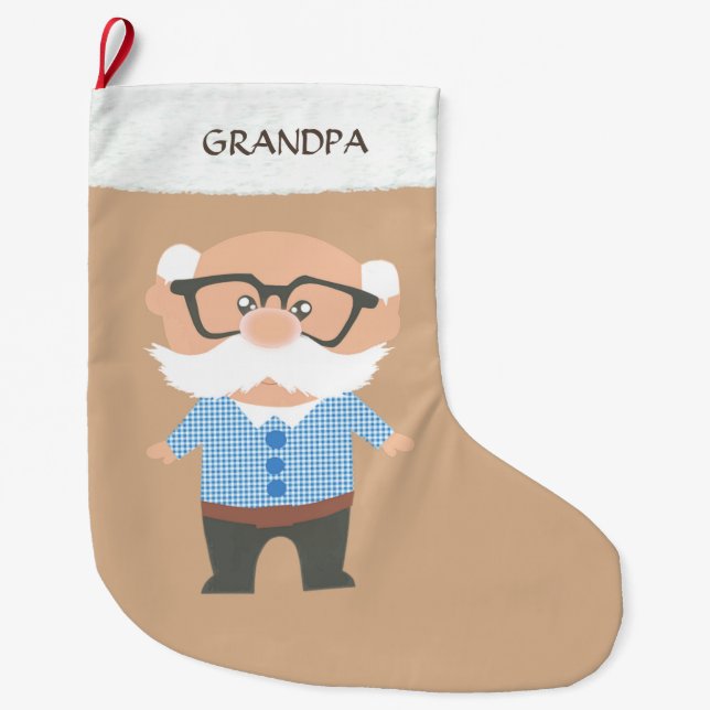 Meia De Natal Grande Vovô em Bege (Frente)