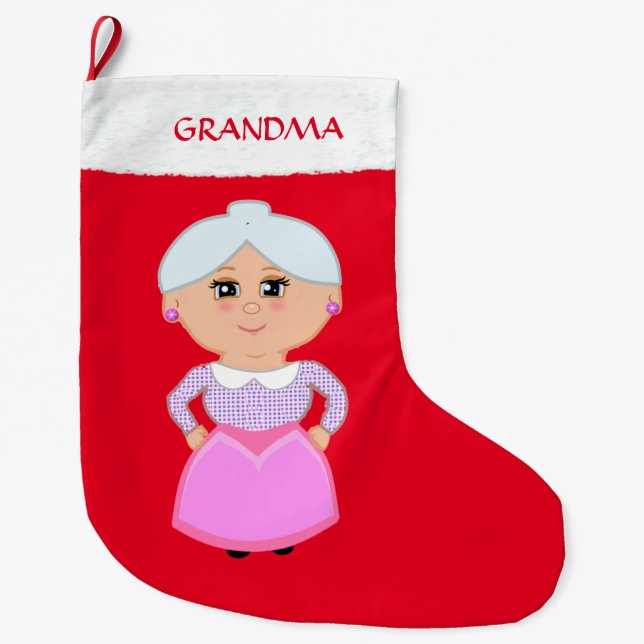 Meia De Natal Grande Vovó no Vermelho (Frente)