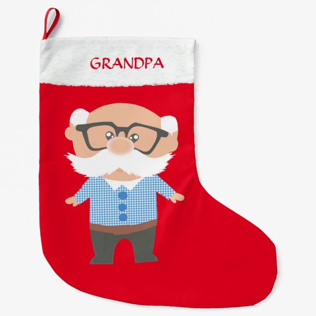 Meia De Natal Grande Vovô no Vermelho (Frente)