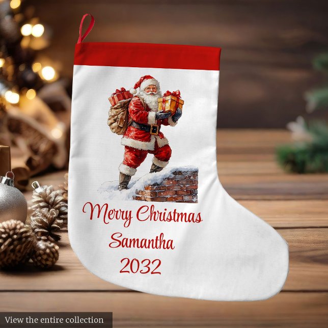 Meia De Natal Grande Warmish Santa Claus Cozy Red White Holiday Socks (Warmish Santa Claus Cozy Red White Holiday Stocking)