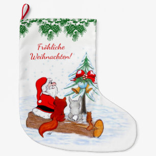 Meia De Natal Grande Weihnachtsmann Kaninchen Fox Eichhörnchen, Deutsc