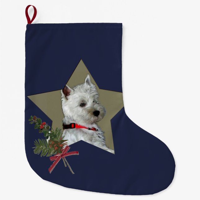 MEIA DE NATAL GRANDE WESTIE, ESTRELA DO NATAL (Frente)