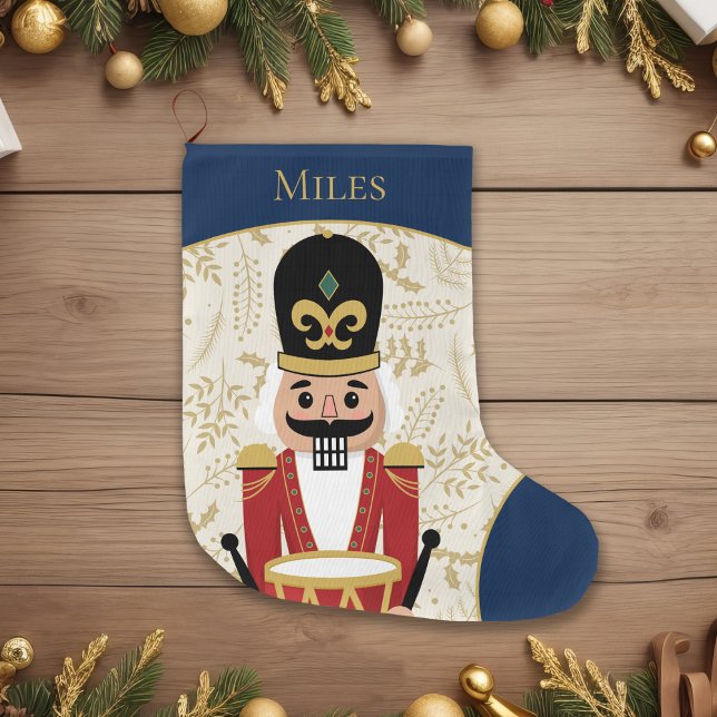 Meia De Natal Grande Whimsical Nutcracker Blue and Beige (Criador carregado)