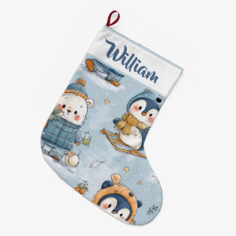 Meia De Natal Grande Whimsical Snowy Pattern | Christmas Stocking