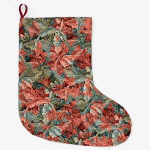 Meia De Natal Grande William Morris Acanto Ferrugem Vermelho Salvia Ver