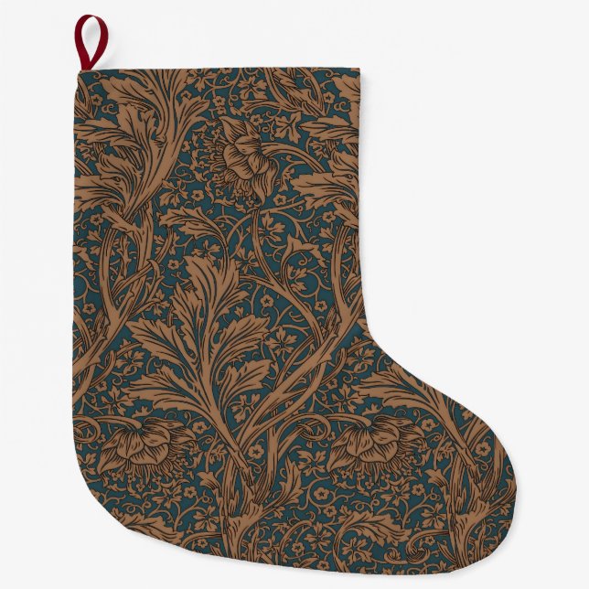 Meia De Natal Grande William Morris Arcadia Floral Pattern Classic (Frente)