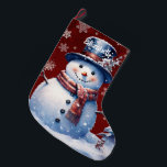 Meia De Natal Grande Winter Forest Snowman | Vermelha<br><div class="desc">Adicione um toque festivo ao manto de lareira nesta temporada de festas com um Red Winter Forest Snowman. O design de estoque apresenta um bonitinho bonitinho de neve em um charmoso chapéu e cachecol em uma cena de floresta de inverno com queda de neve com um espaço que você pode...</div>