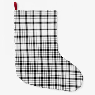 Meia De Natal Grande Xadrez branca preta MacFarlane tartan