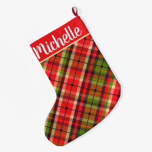 Meia De Natal Grande Xadrez com nome
