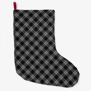 Meia De Natal Grande Xadrez de cinzas pretas Douglas tartan