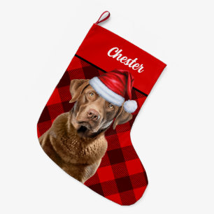 Meia De Natal Grande Xadrez de Feriado do Chesapeake Retriever Personal