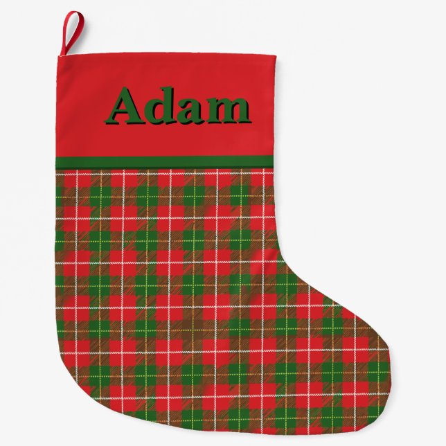 Meia De Natal Grande Xadrez de Natal Vermelho com Verde (Frente)