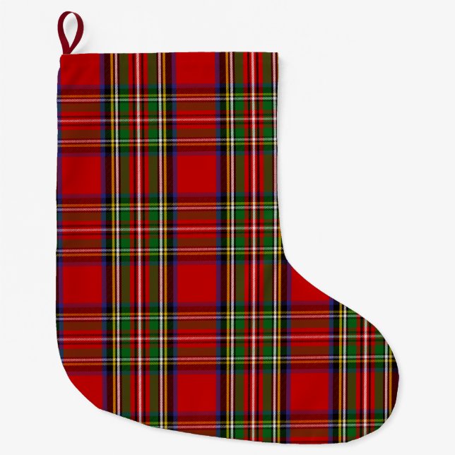 Meia De Natal Grande Xadrez Escocesa Clan Stewart Tartan (Frente)