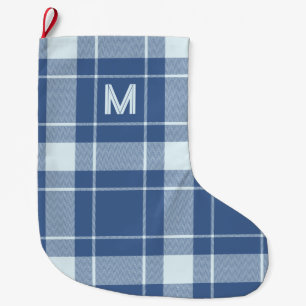 Meia De Natal Grande Xadrez Monograma Personalizada / Padrão Tartan