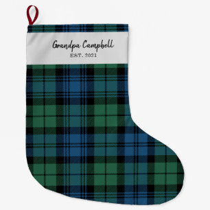 Meia De Natal Grande Xadrez personalizada Tartan Clan Campbell Avô