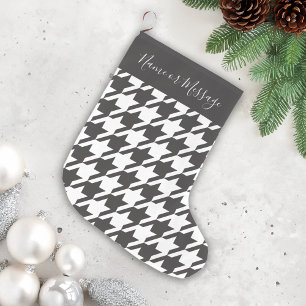 Meia De Natal Grande Xadrez Preto e Branco Moderno Clássico