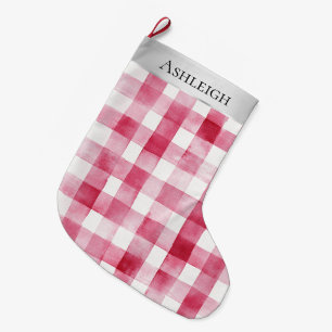Meia De Natal Grande Xadrez rosa-chic Bonito prata strips Natal