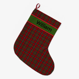 Meia De Natal Grande Xadrez rustica de Tartan verificada personalizada