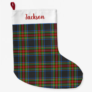 Meia De Natal Grande Xadrez Stewart Stuart Black Clan Tartan