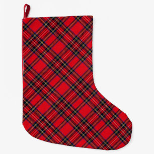 Meia De Natal Grande Xadrez vermelha de Stewart tartan