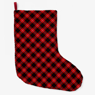 Meia De Natal Grande Xadrez Vermelho e Preto Cunningham Tartan