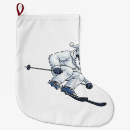 Meia De Natal Grande Yeti Abominável Homem da Neve Esquiando Férias Div