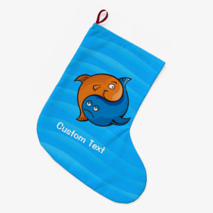 Meia De Natal Grande Yin Yang Fish Cartoon
