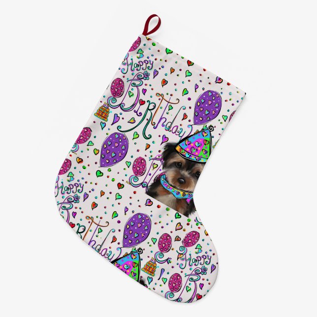 Meia De Natal Grande Yorkie Poo (Frente (Pendurada))