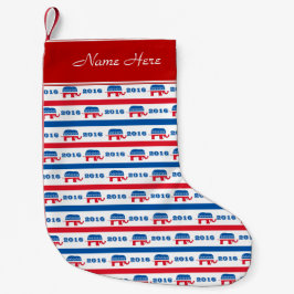 Meia De Natal Pequena 2016 listras republicanas patrióticas do elefante