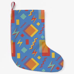 Meia De Natal Pequena 90s padrão perfeito. Fundo Memphis. Geometri