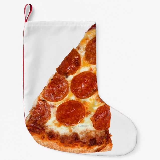 Meia De Natal Pequena A fatia clássica de pizza de pepperoni SlipperyJoe (Frente)
