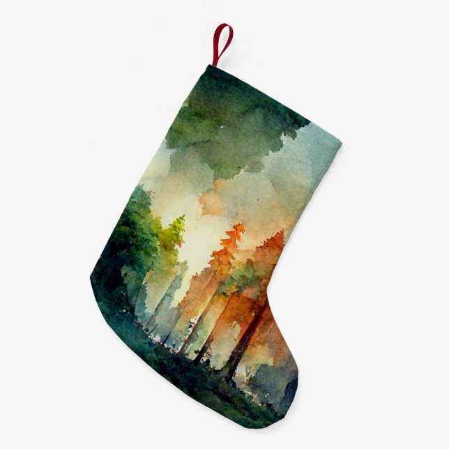 Meia De Natal Pequena A Floresta (natureza) (Frente (Pendurada))
