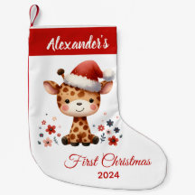 A girafa fofa de Natal foi personalizada