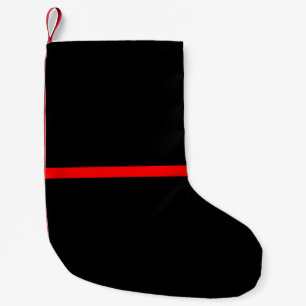 Meia De Natal Pequena A Linha Vermelha Simbólica fina em preto sólido