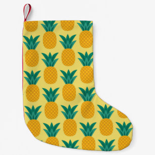 Meia De Natal Pequena Abacaxi Vintage: Frutífero Ataque De Padrão.