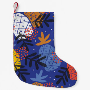 Meia De Natal Pequena Abacaxis abstrato minimalistas coloridos e folhas