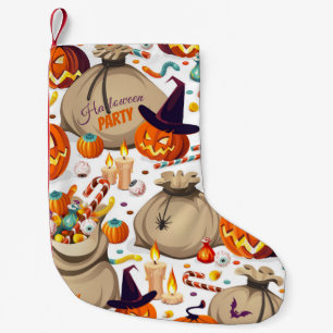 Meia De Natal Pequena Abóboras de Halloween, doces coloridos, patas sem