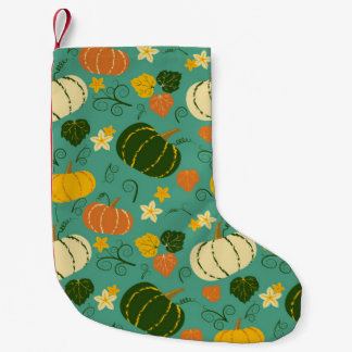 Meia De Natal Pequena Abóboras, folhas: padrão vegetal do outono