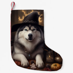 Meia De Natal Pequena Abóboras Malamute do Alasca Dia das Bruxas Assusta