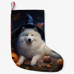 Meia De Natal Pequena Abóboras Samoyed Halloween Assustador